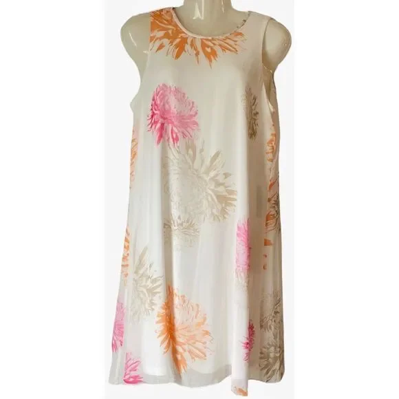 calvin klein sheer overlay dress Calvin Klein | Dresses | Calvin Klein Nwt Womens White Sheer Overlay  Sleeveless Floral Print Dress Size 8